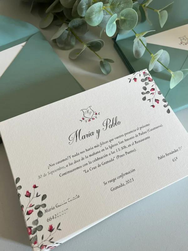 Invitación Granada y Eucalipto