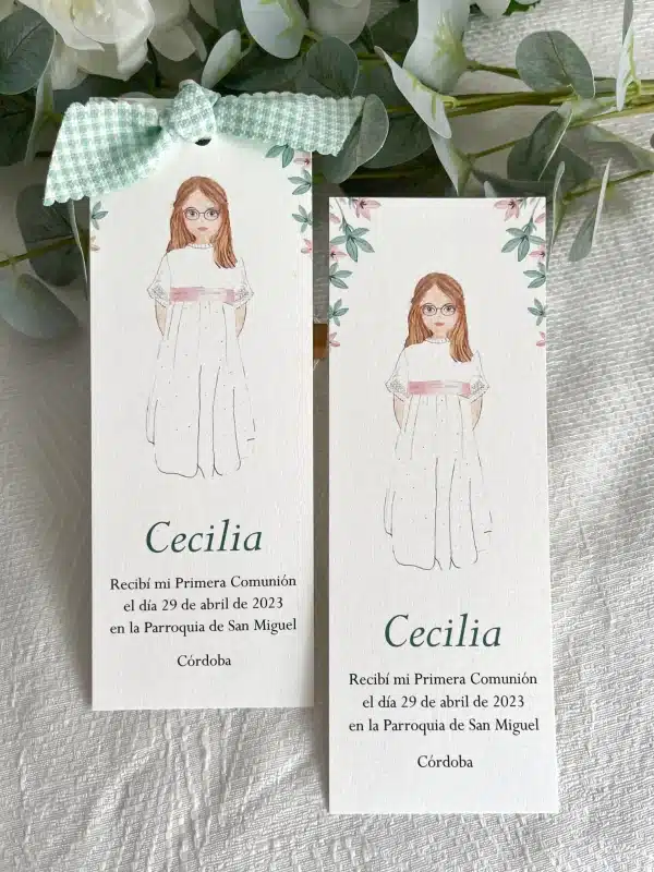 Punto de libro Comunión Personalizado con Cruz de Nácar - Imagen 2