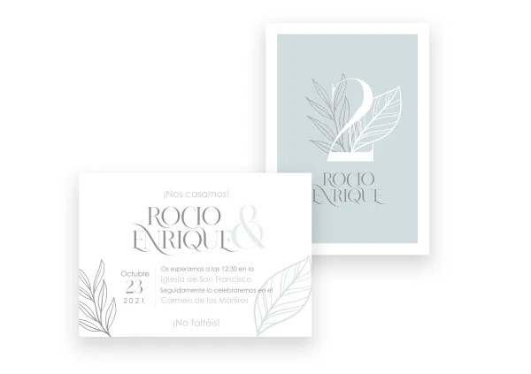 Invitación de boda "Fluye" – Diseño moderno y minimalista con detalles vegetales - Imagen 3