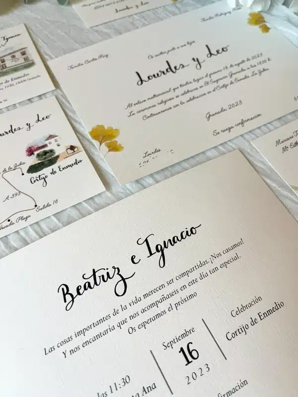 Invitación de boda caligrafiada – Nombres escritos a mano y diseño ilustrado en acuarela - Imagen 2