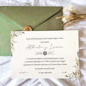 invitación de boda botánica