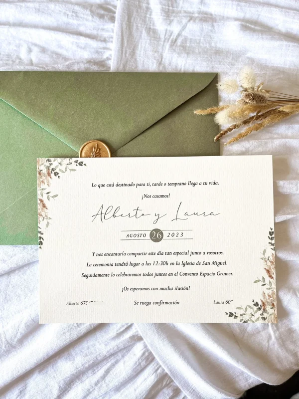 invitación de boda botánica