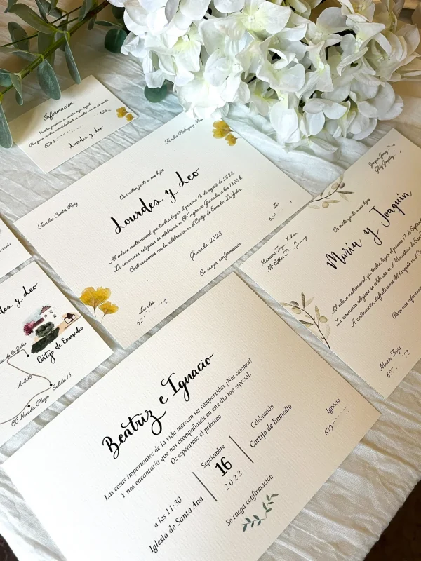 Invitación de boda caligrafiada – Nombres escritos a mano y diseño ilustrado en acuarela - Imagen 6