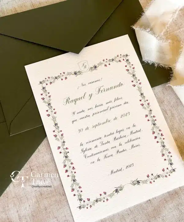 Invitación de boda "Mariana" – Diseño floral romántico con estilo campestre