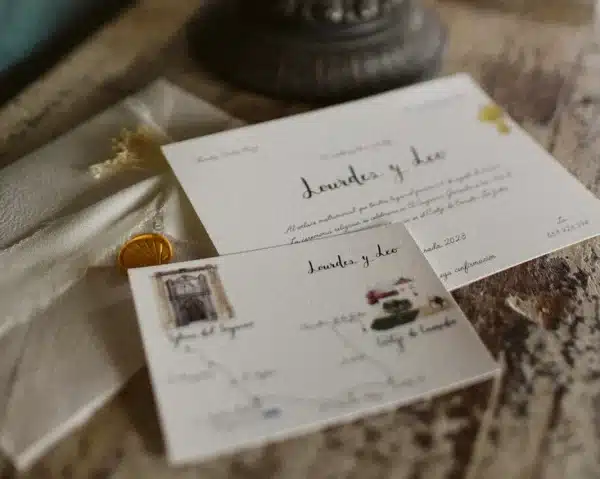 Invitación de boda caligrafiada – Nombres escritos a mano y diseño ilustrado en acuarela - Imagen 3