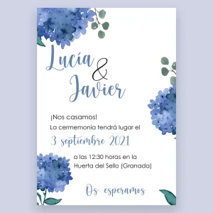 Invitación de boda Hortensia