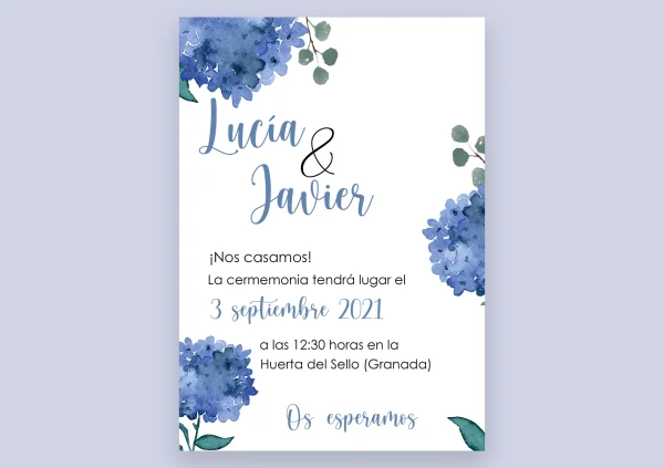 Invitación de boda Hortensia