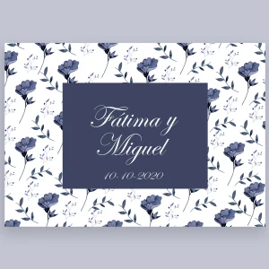 Invitación de boda "Sempiterno" – Diseño floral en azul índigo con estilo clásico y elegante