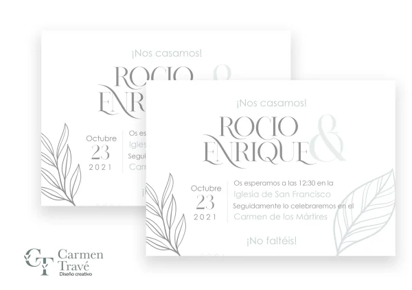 Invitación de boda "Fluye" – Diseño moderno y minimalista con detalles vegetales - Imagen 5