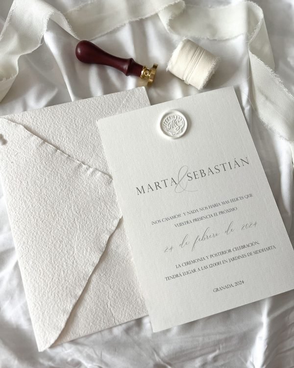 Invitación de boda "Calma" – Diseño minimalista en blanco roto