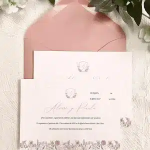 Invitación de boda "Juliette" – Diseño floral romántico en tonos malva y rosa empolvado