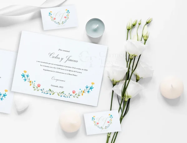 Invitación de boda "Alegría" – Diseño floral colorido con estilo romántico y primaveral