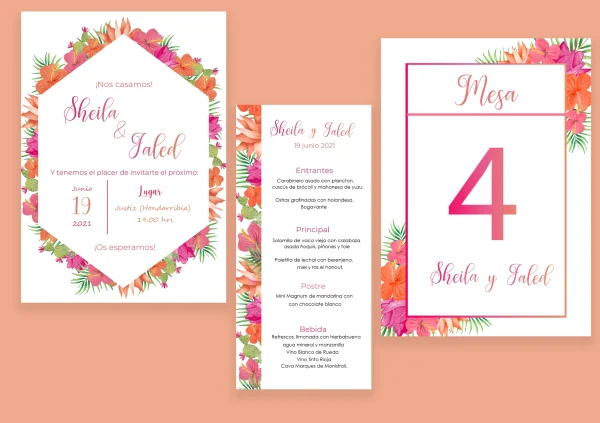 Invitación de boda "Tropical" – Diseño colorido con flores exóticas y estilo veraniego - Imagen 2