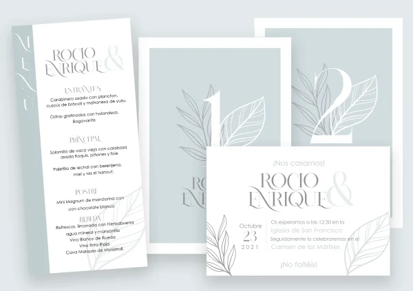 Invitación de boda "Fluye" – Diseño moderno y minimalista con detalles vegetales - Imagen 4